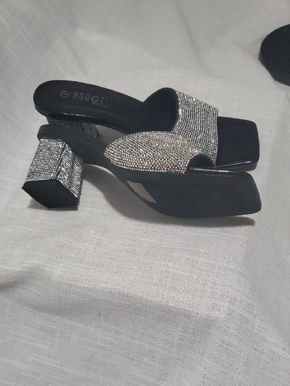 Rouge Helium Silver Crystal Block Heels - Picture 3 of 3
